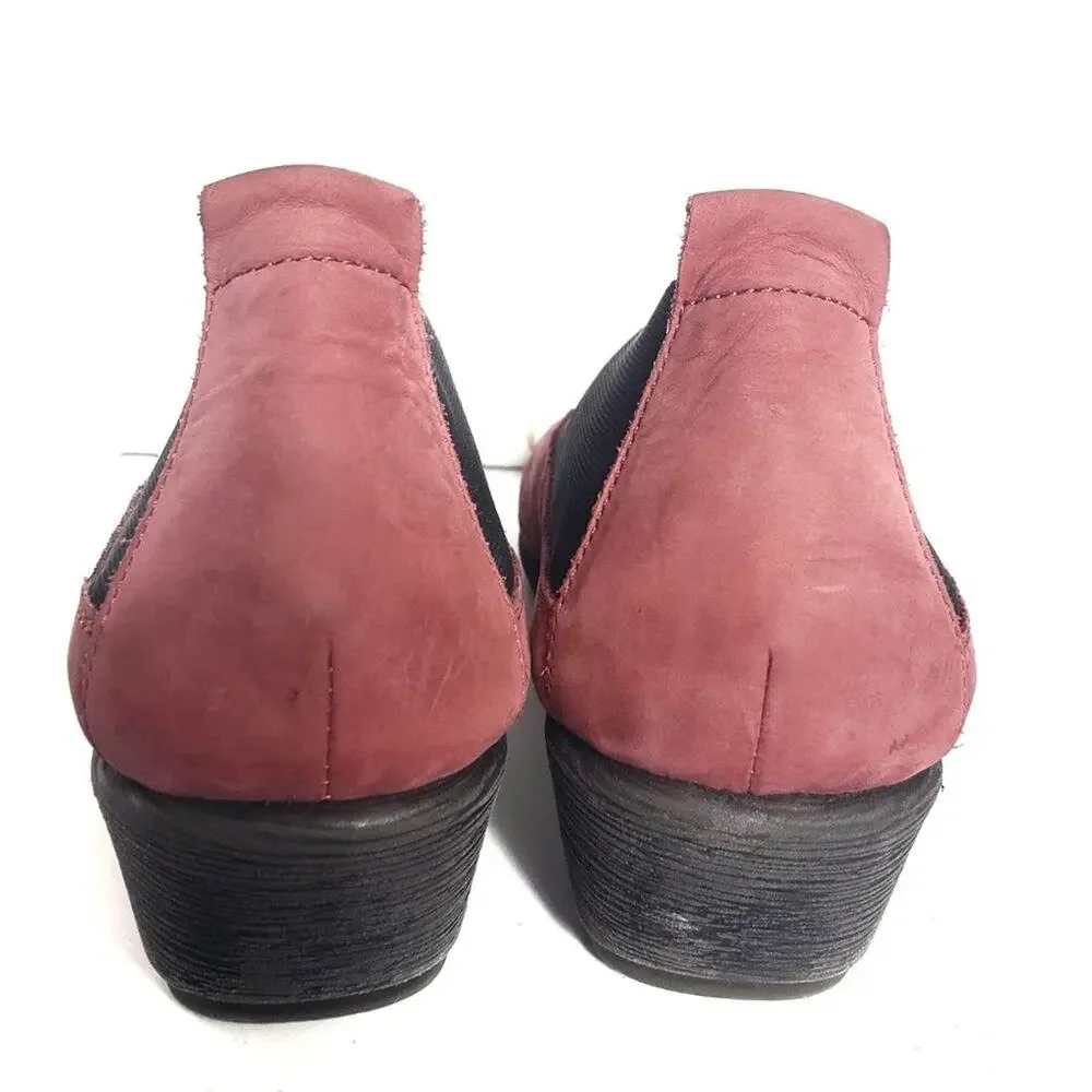 Flexx Stretch Run Wedge Red Shoes Comfort Slip On Nubuck Leather Flats Size 39 8